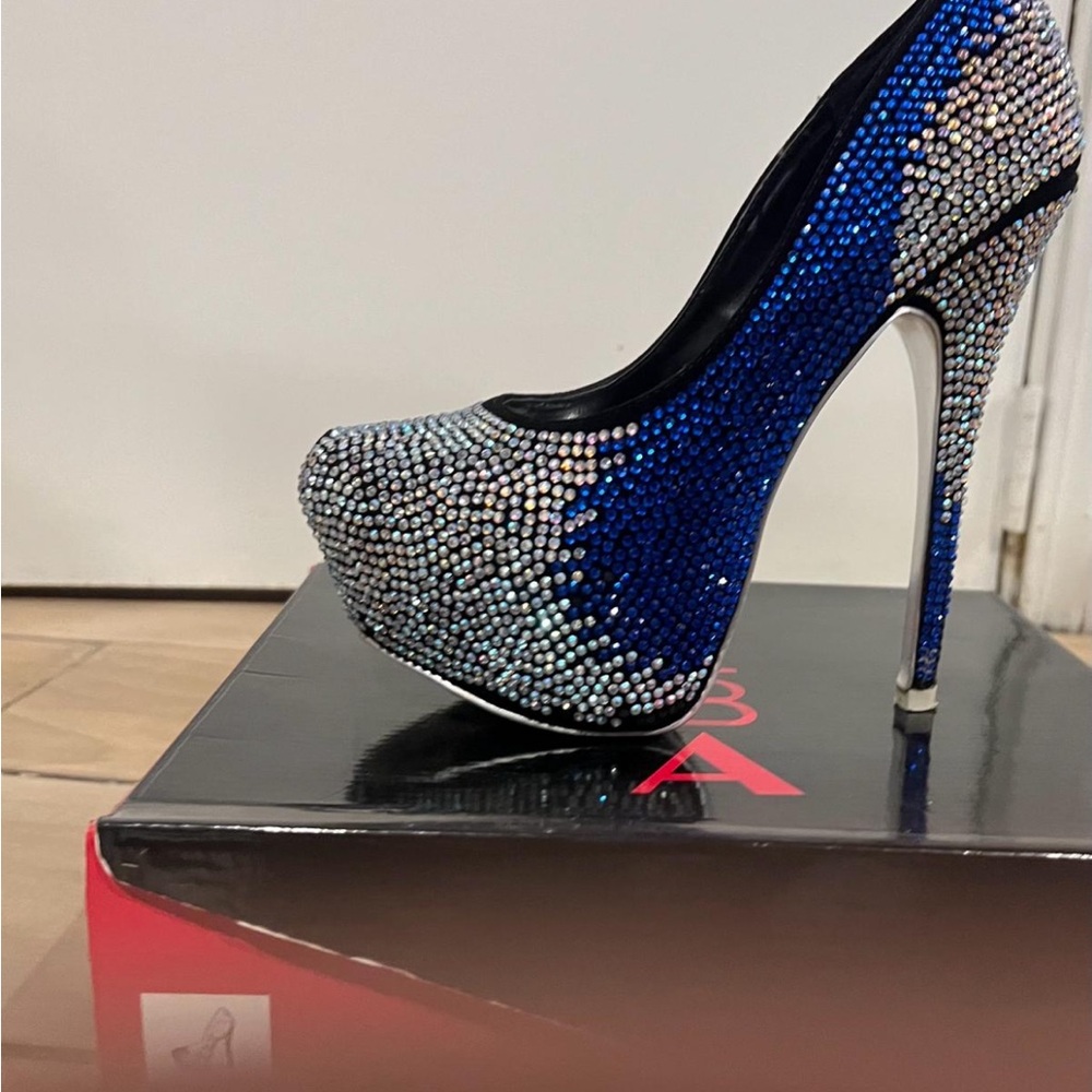 Blue and Silver Rhinestone Stiletto Heels